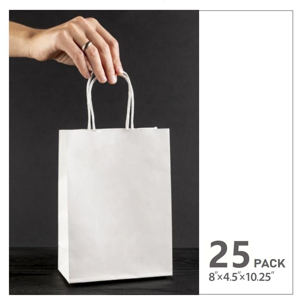 White Kraft Bag Large White Lunch Bags Lider Paper Bags, 100 Pcs