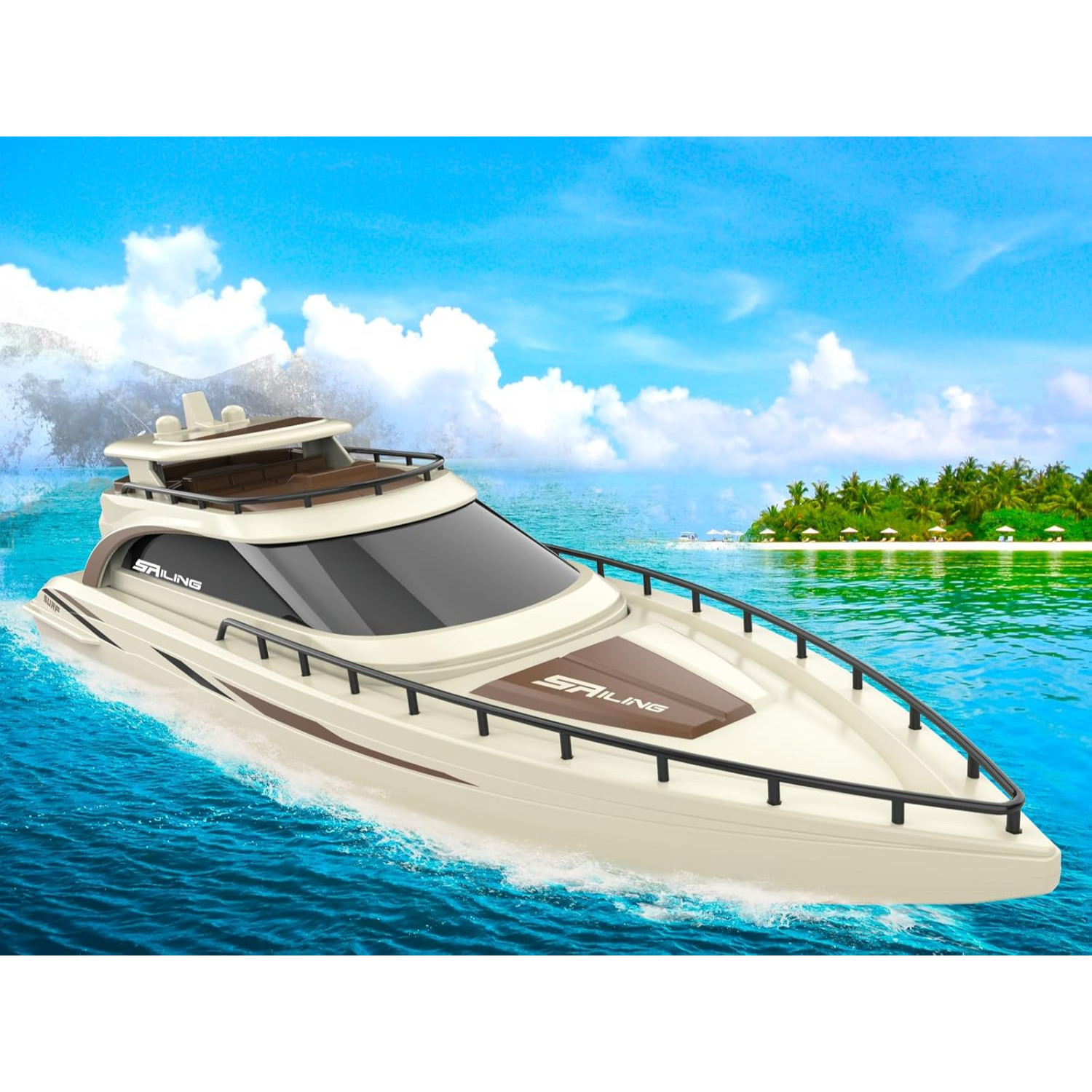 

15” Sailing Cruise Yacht, 1/28 Rc Boat, 2.4ghz Radio Remote Control Model Ship, Pool Lake Pond Dual Motors 15kmph Vessel, Water Fun Voyage