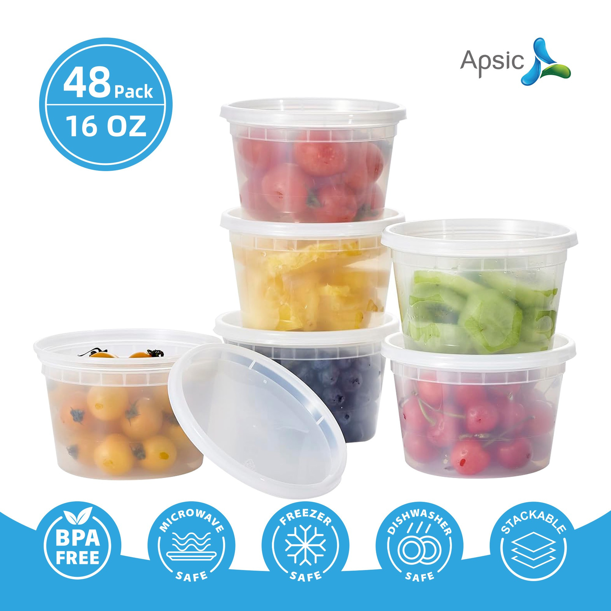 

48 Set 16oz Apsic - Disposable Storage -clear Plastic Storage - Bpa-free, , /dishwasher/ Safe- For Preparing , Or Lunches