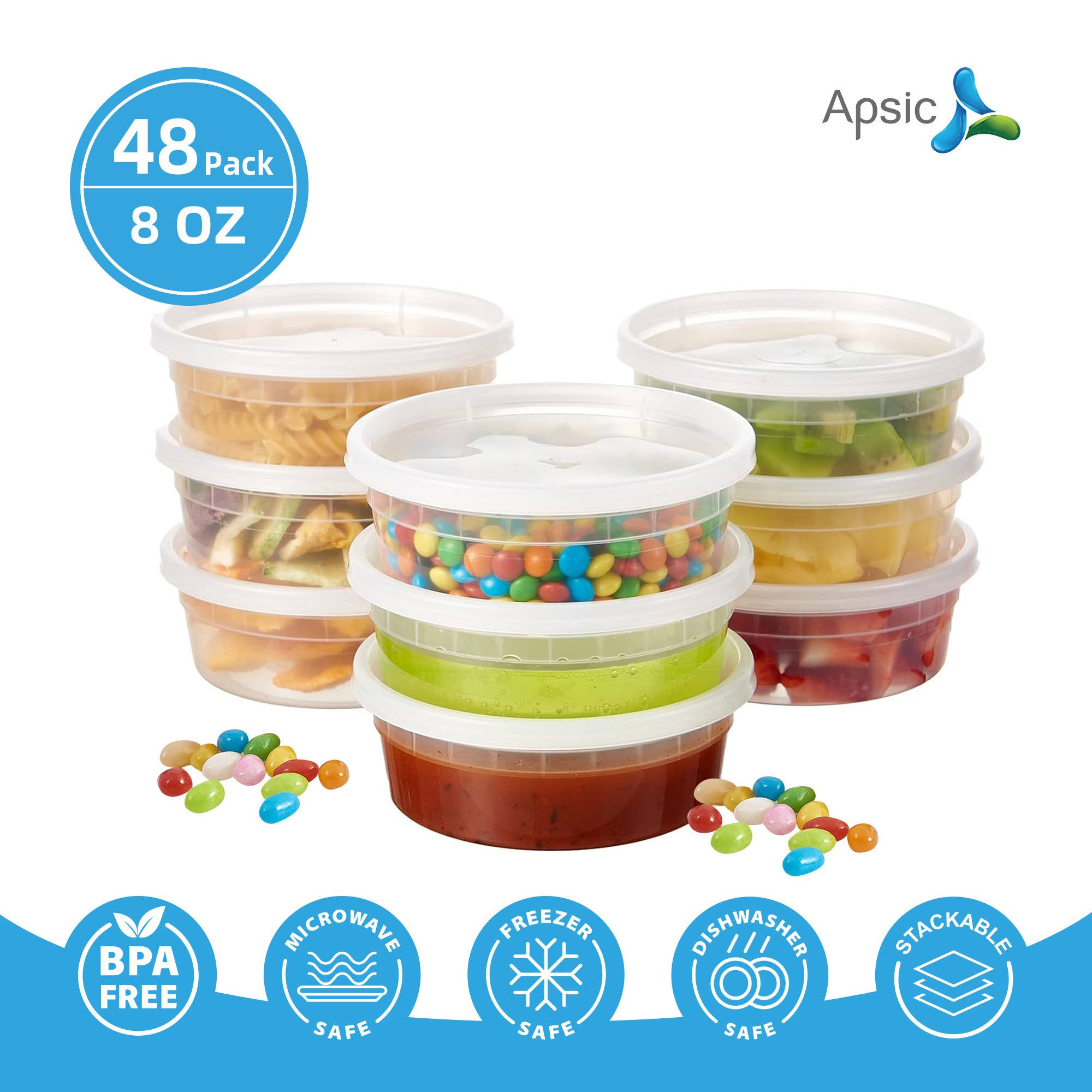 

48 Set 8oz Apsic - Disposable Storage -clear Plastic Storage - Bpa-free, , /dishwasher/ Safe- For Preparing , Or Lunches