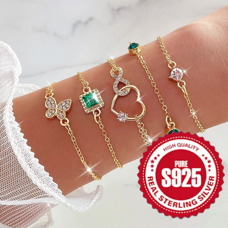

925 Bracelet And Diamond Bracelet Set Of 5