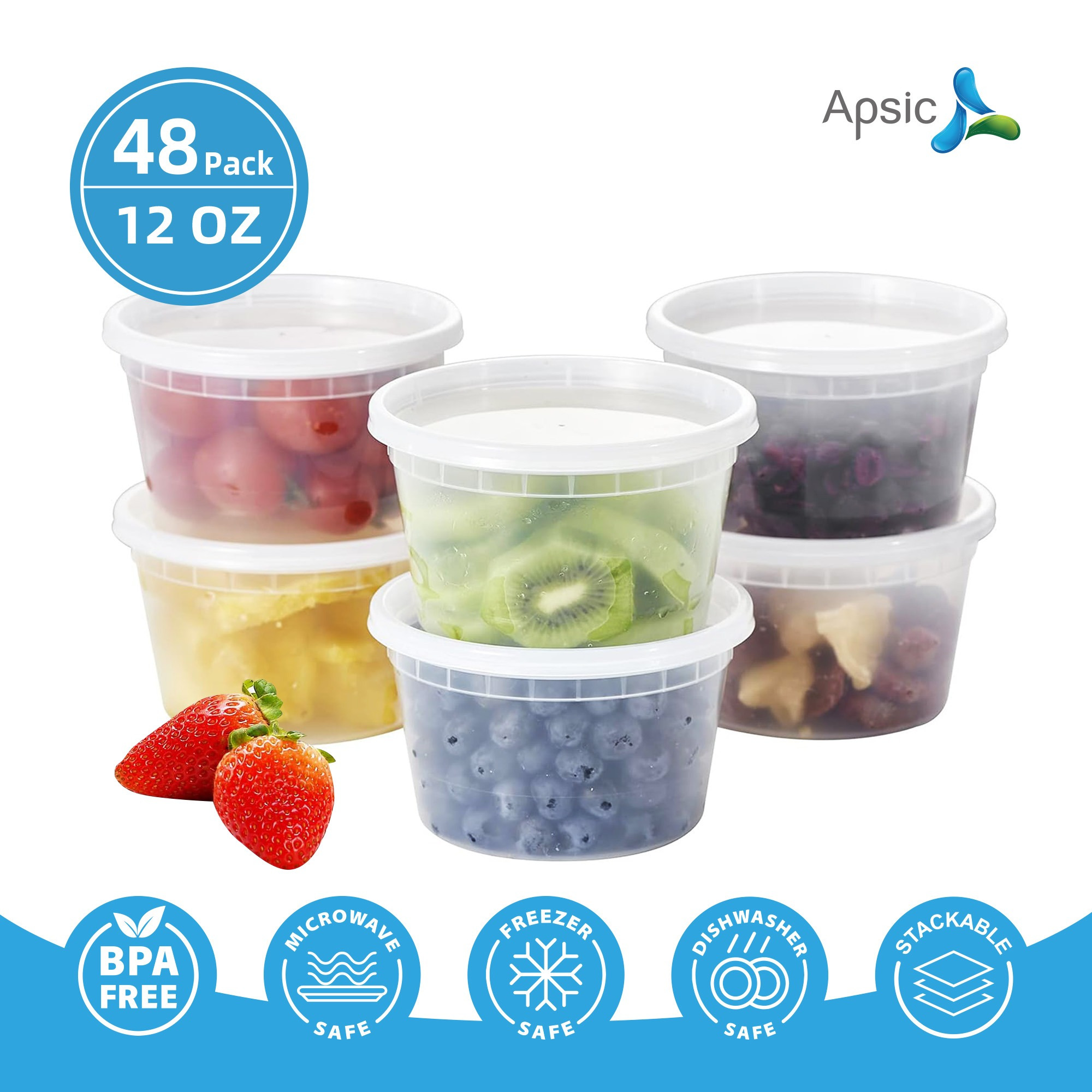 

48 Set 12oz Apsic - Disposable Storage -clear Plastic Storage - Bpa-free, , /dishwasher/ Safe- For Preparing , Or Lunches