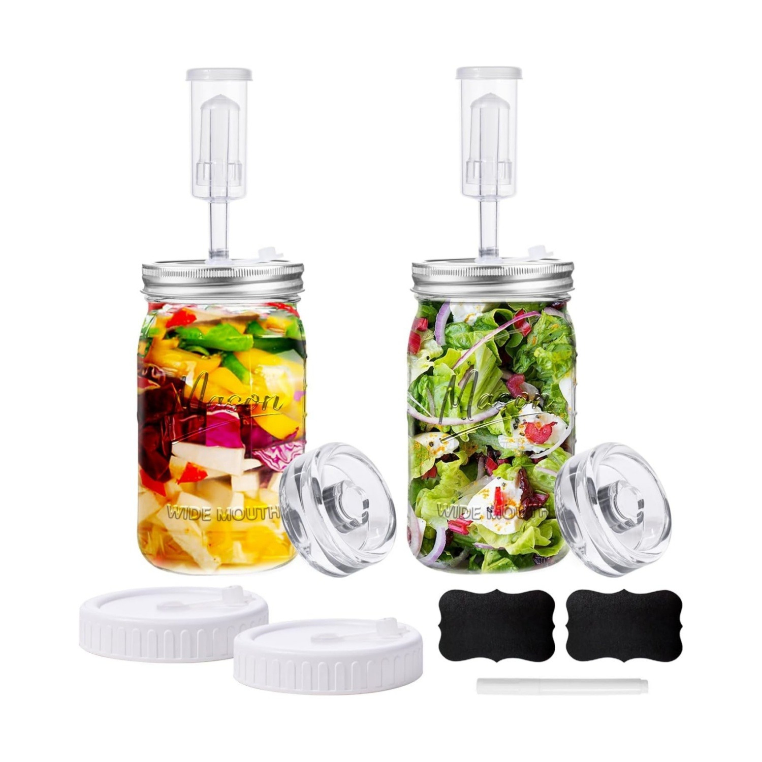 

2 64oz /32oz Fermentation Kit Fermenting Weights And Airlocks, Fermentation Jar For Fermenting Pickling, For Parties Halloween Christmas