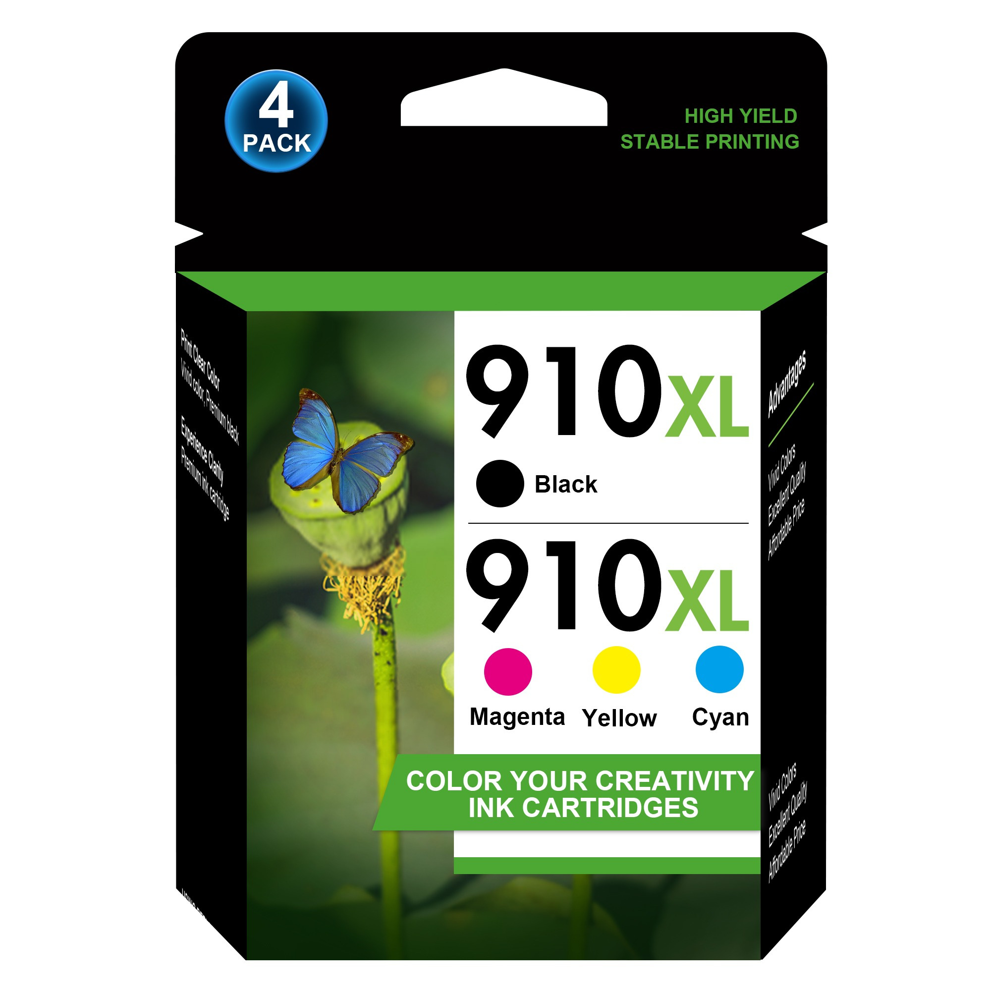 

910xl Ink Cartridges 4 Black And Compatible For 910xl Ink Cartridges For 8025 8028 8030 8035 8022