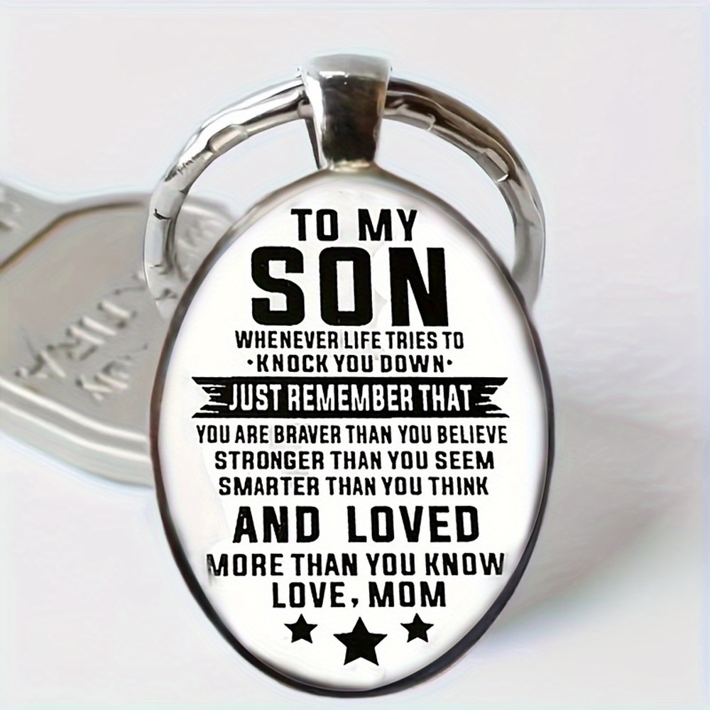 

Inspirational Keychain, "to My Son" Encouraging Message From Mom, Alloy Metal, Birthday/graduation Keyring, Motivational Family Keepsake