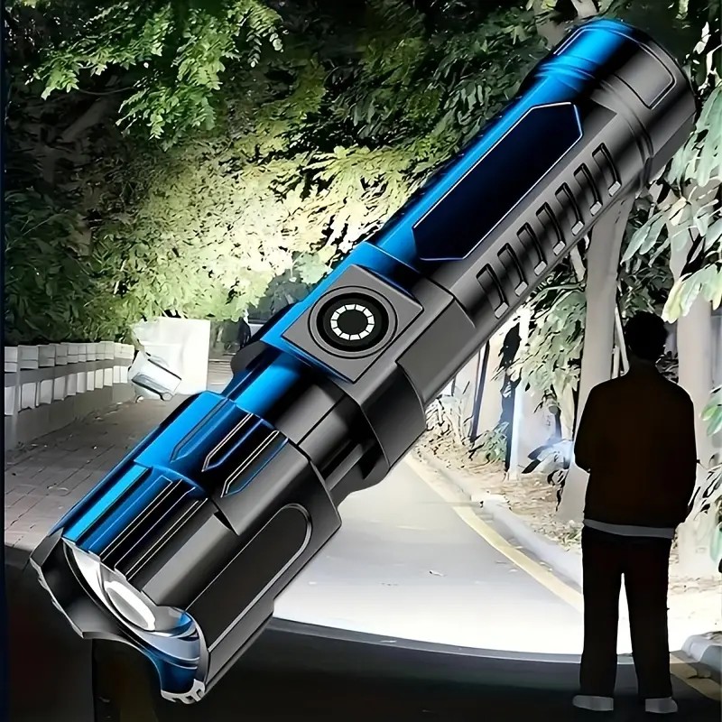 

A Flashlight, Usb Rechargeable, Retractable , Of Light, Handheld Emergency Lighting Flashlight, Suitable For Outdoor, Adventure, Work Lighting