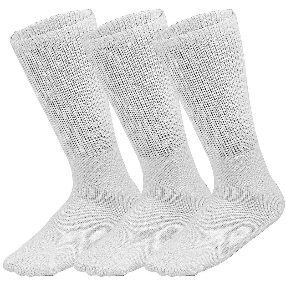 

3-12 Pair Diabetic Socks For Men And Women Non-binding Diabetic Neuropathy Crew Socks White