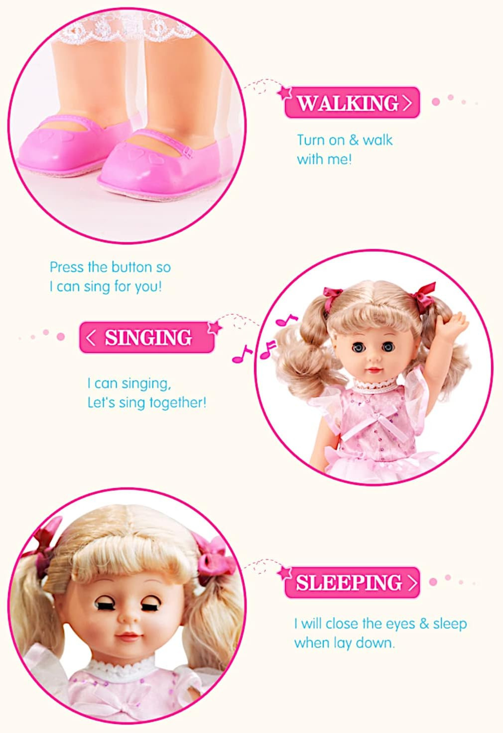 12 princess   interactive vinyl toy baby   control cuddly girl singing talking blonde   with blinking eyes Product details 1