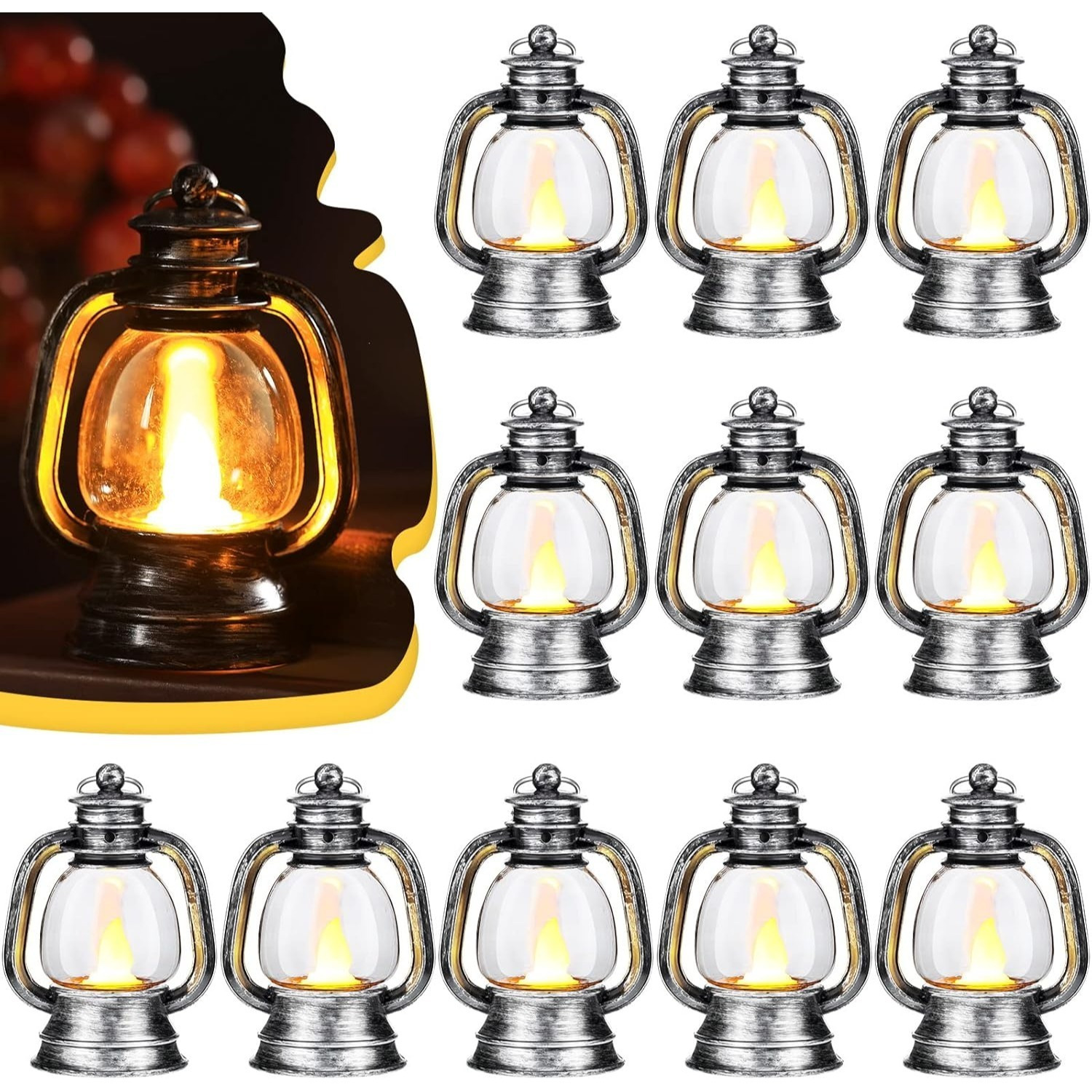 

12 Pcs Rustic Brushed Gold Vintage Small Oil Lamps, Indoor Oil Lamps For Indoor Use Home Decor Lighting Classic Brass Metal Cage Steampunk Hurricane Lamp Emergency Lighting，christmas Decorations