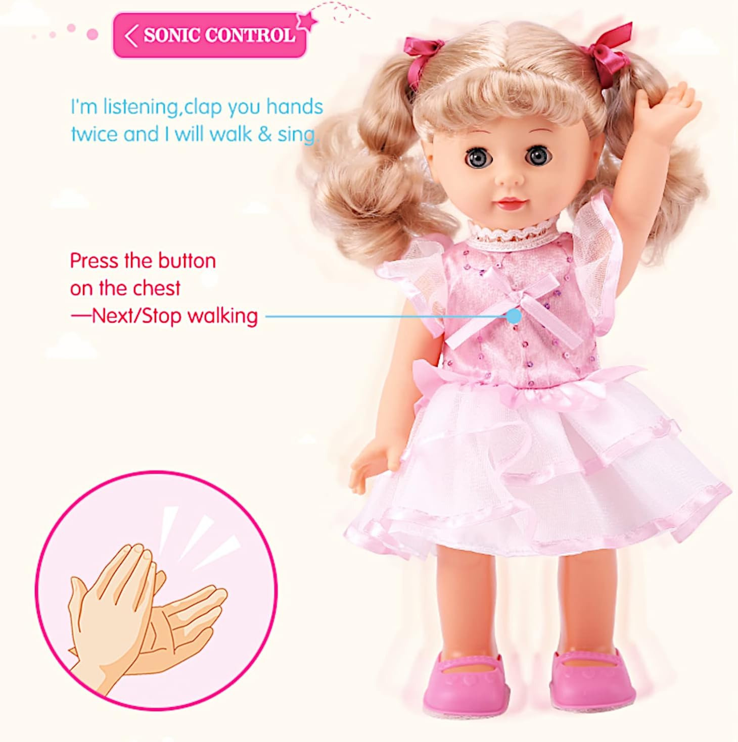 12 princess   interactive vinyl toy baby   control cuddly girl singing talking blonde   with blinking eyes Product details 2