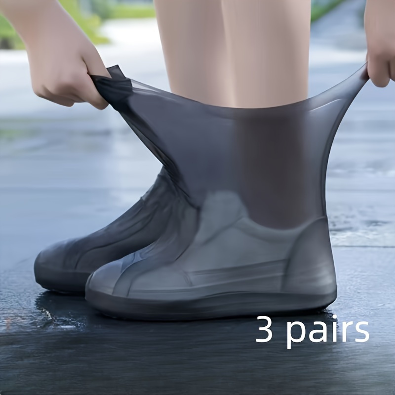 

3 Pairs Of Waterproof And Reusable Latex Rain Boots, High-quality And , Breathable, Comfortable; Suitable For All Foot Shapes, Easy To Wash ; Fashionable Colors And Protection