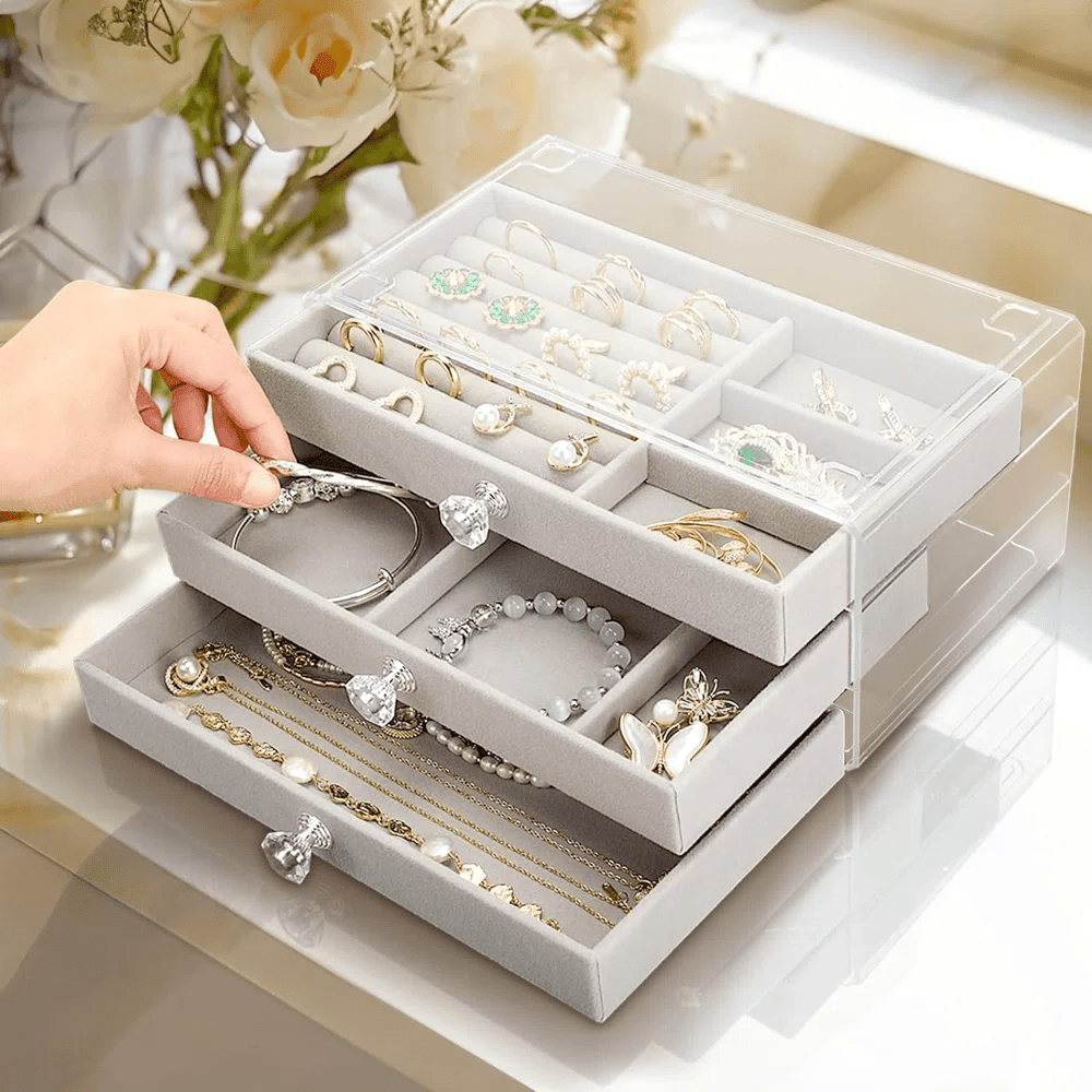 

1pcs Jewelry Box, 3 Drawer Jewelry Organizer, Jewelry Boxes & Organizers Earring Organizer, Jewelry Box, Clear Jewelry Organizer Box For Jewelry , For Mom