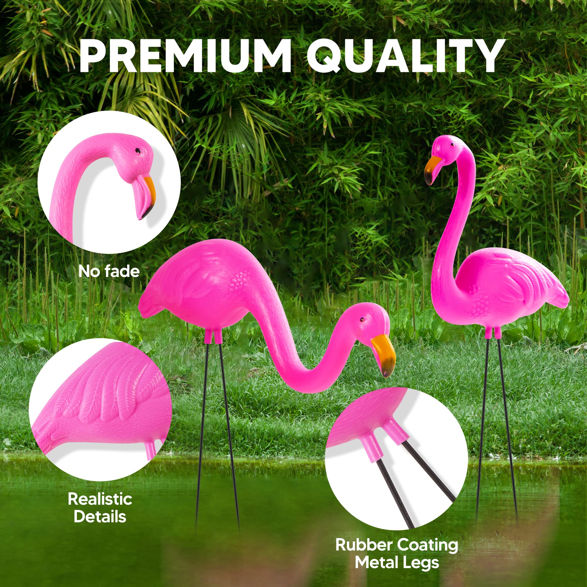 

Set Of 6 Small Yard Ornament Stakes, Mini Lawn Plastic Flamingo Statue With Metal Legs For Sidewalks, Outdoor Garden, Luau Party, Tropical Party Decor, 2 Styles