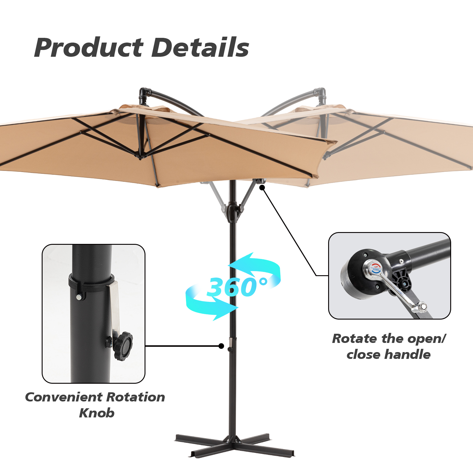 Outdoor Patio Umbrella Tilt Adjustment Hanging Market - Temu