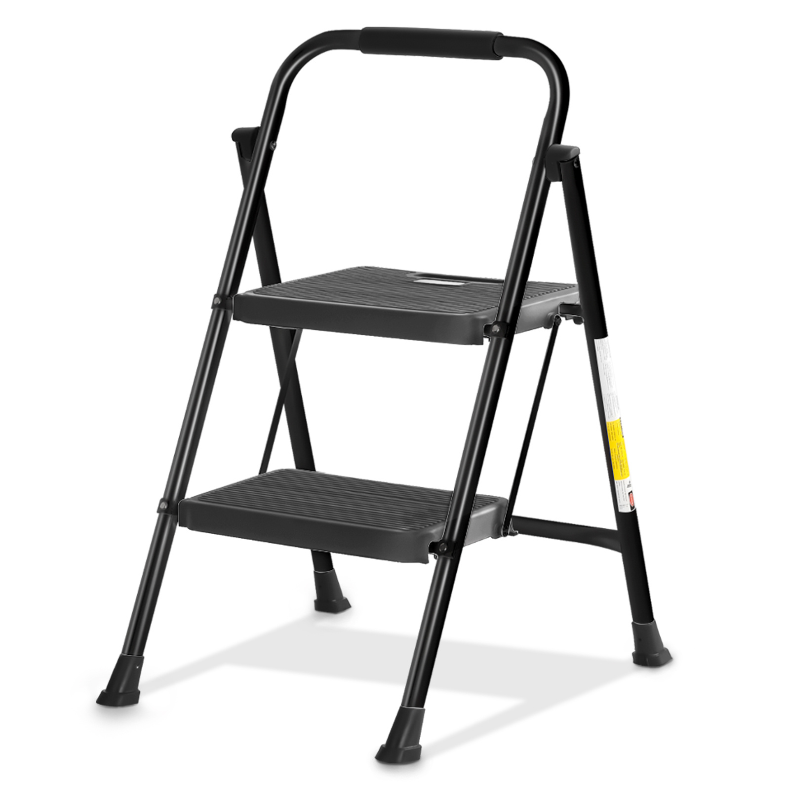 

Step Ladder With Wide Anti-slip Platform & Thick Rubber Feet - Lightweight Heavy Duty Foldable & Portable - 330 Lbs Capacity, Steel Frame, Rubber Handgrip, Folding Step Stool - Black