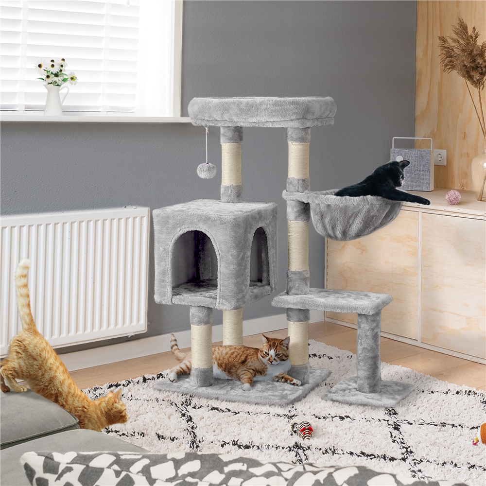 

4-level Cat Tree Condo Plush Perch Scratching Stand Spacious Platform Basket Scratch Posts Cat Stand For Indoor Cat Pet Climbing Tower