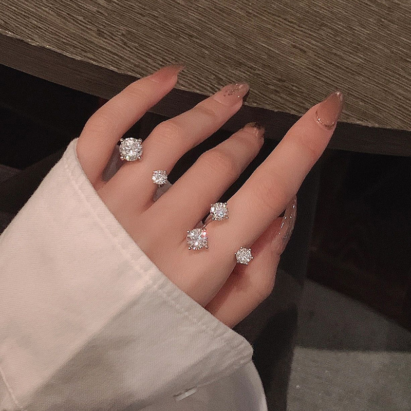 

1pc Exquisite Asymmetric Fashion Entry Luxury Copper Rhinestone Silver Color Open Adjustable Ring Woman Daily Party Party Party Gift