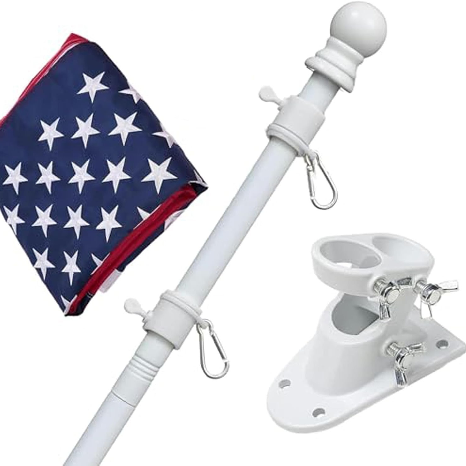 

Yeyebest Flag Pole With American Flag - Free Flag Poles For Outside House With 3x5 Embroidered ,flagpole Holder Bracket - 6ft Heavy Duty Outdoor Flag Pole Kit For Porch - White