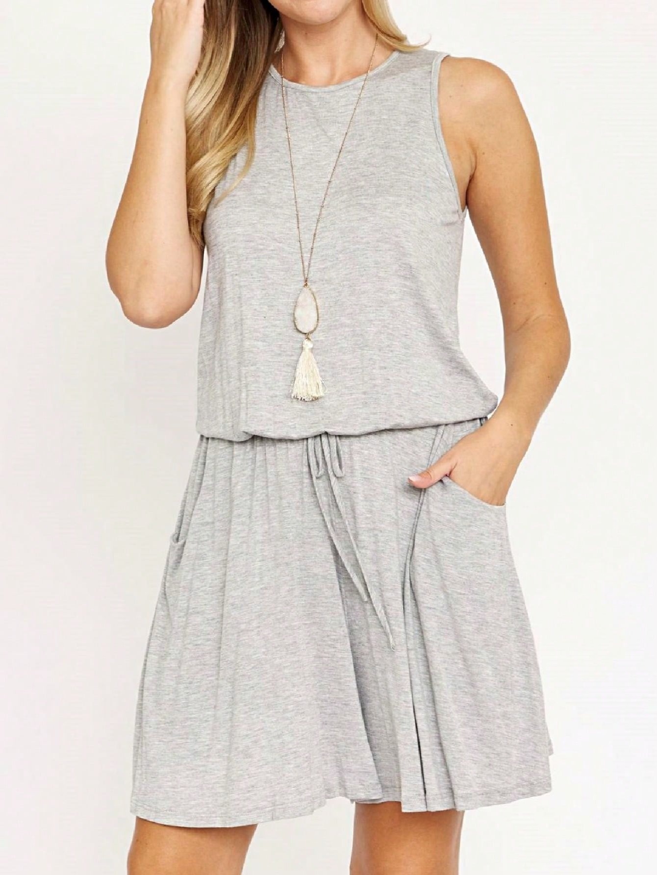 boho retro 60 color grey sleeveless jumpsuit skort - Temu