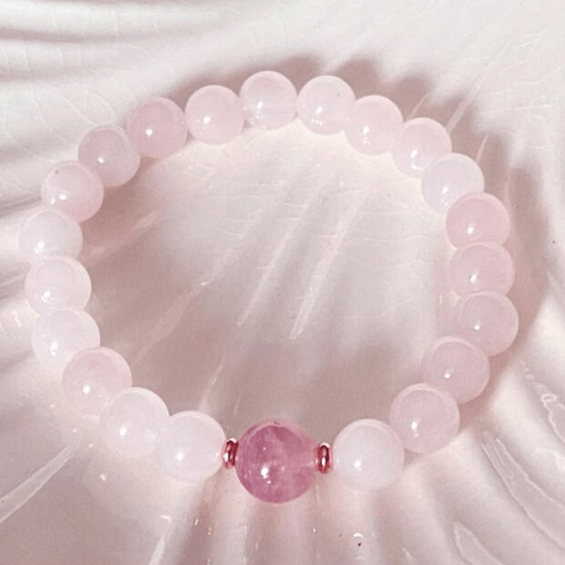 

1pc Exquisite Elegant Sweet Simple Style Natural Stone Pink Beaded Bracelet Women's Party Daily Gift