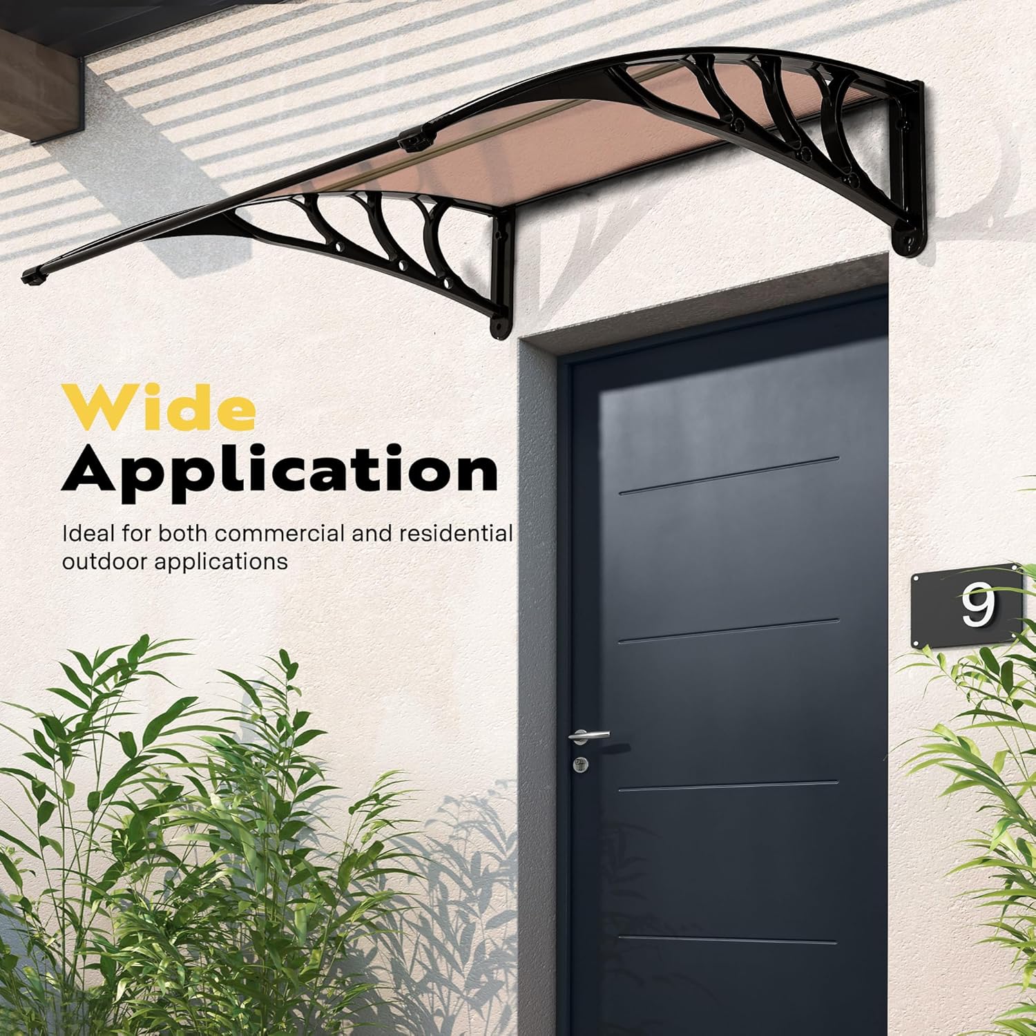 

Polycarbonate Window Door Awning Spliced Canopy Brown With Black Bracket 40 Inch X 40 Inch