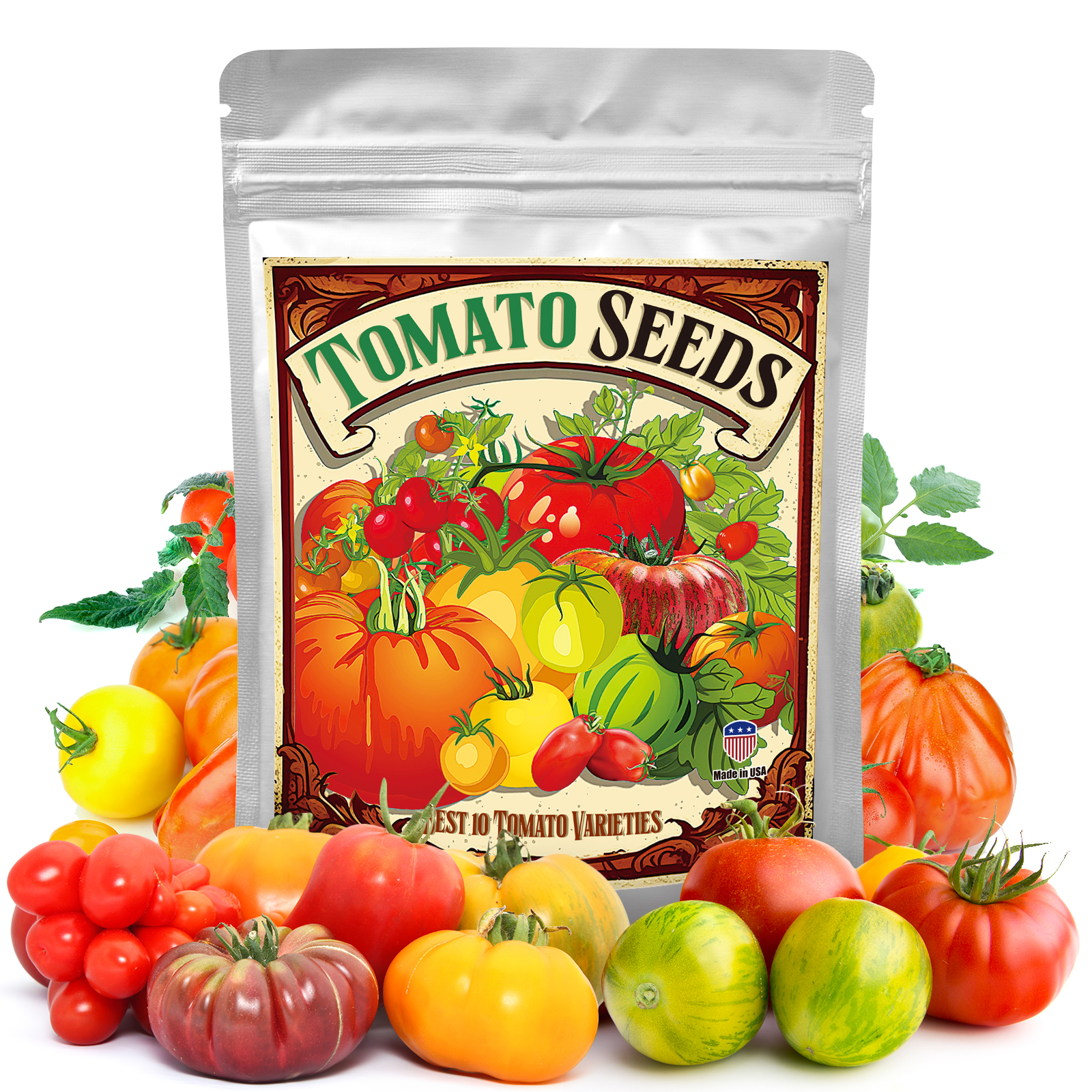 

1,500 Tomato Seeds, Heirloom Vegetable Seed For Planting Indoor Outdoor, 10 Varieties Sweet Salad Tomato Seeds Gift Pack - Roma Vf, Marmande, , Rainbow Mix And More