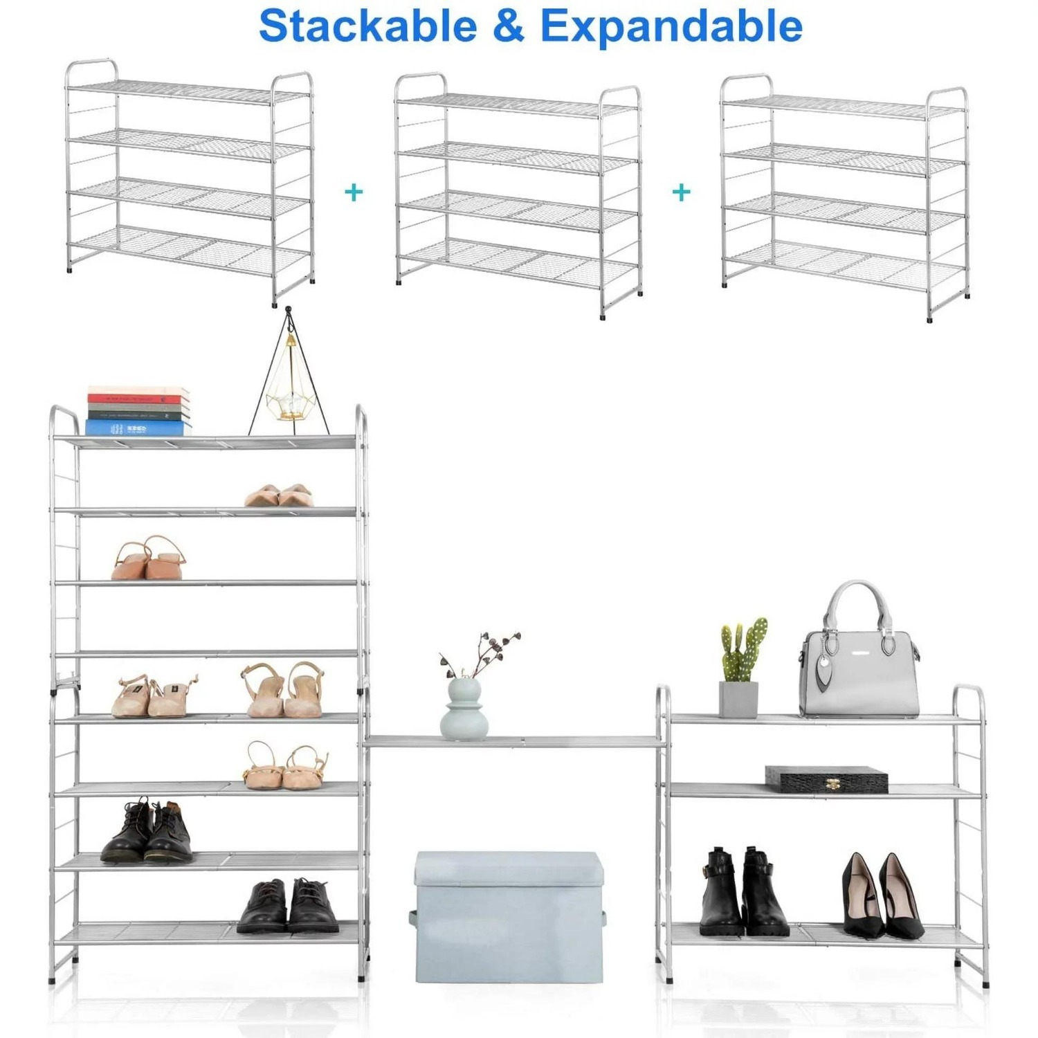 Four tier Metal Shoe Rack Freestanding Stackable Wire Mesh Temu