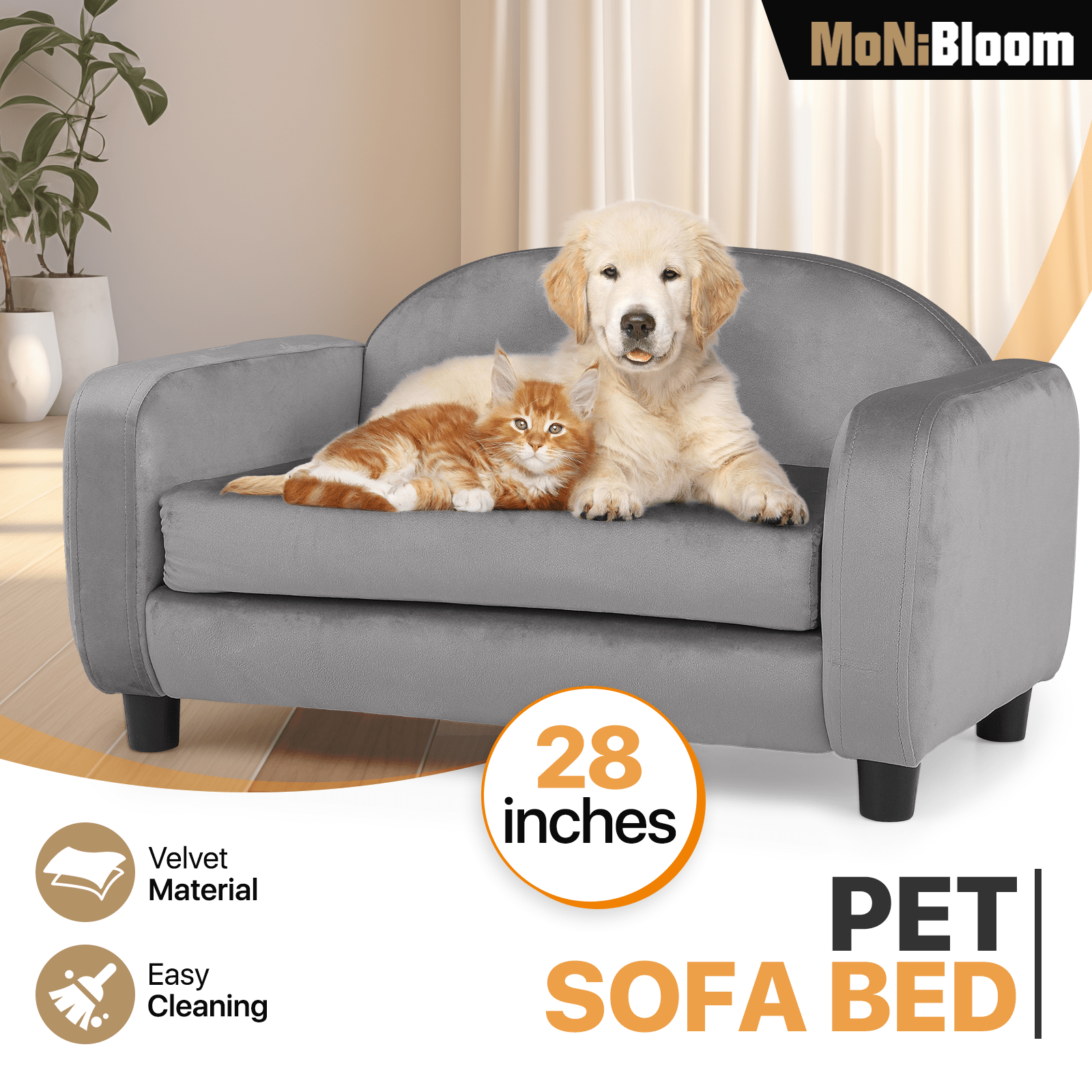 

Pet Sofa Dog Couch For Small Dogs And Cats, Velvet Luxury Cat Couch Bed With Removable Cushion, Washable Cover