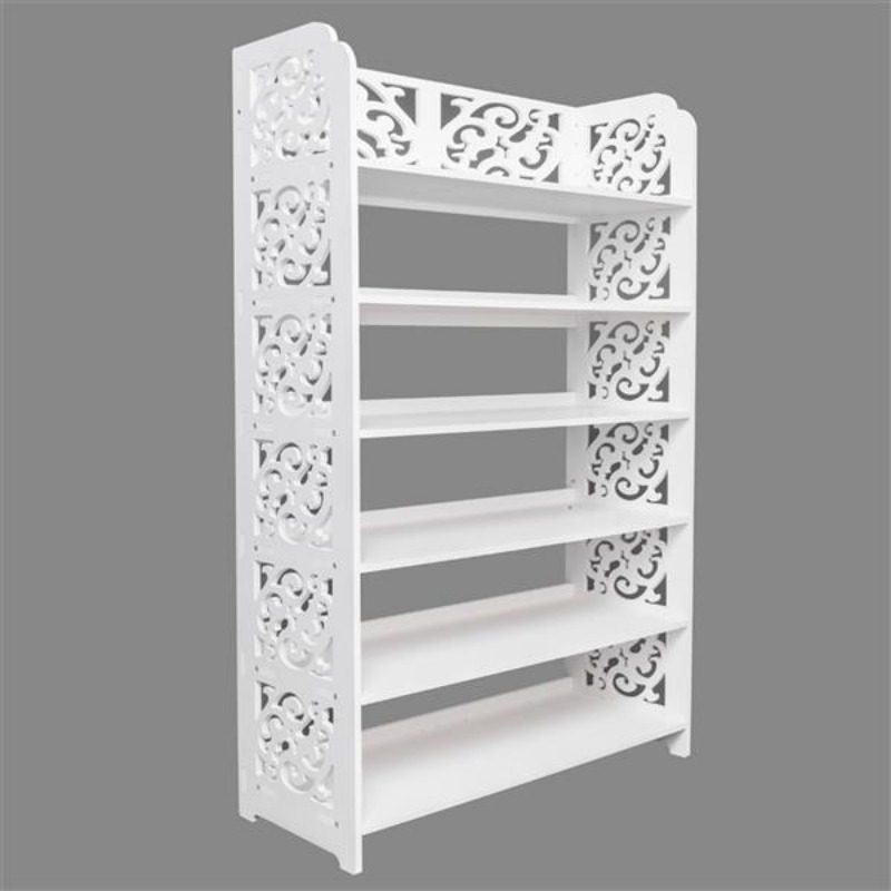 

Wood-plastic Board 6 Tiers Carved Shoe Rack White
