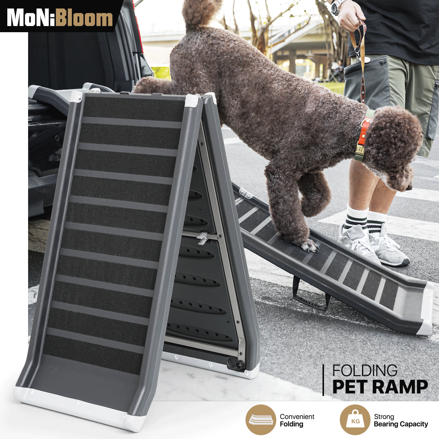 

Foldable Steel Frame Non Slip Step Dog Ramp Portable Pet Stair For Suv Truck Car