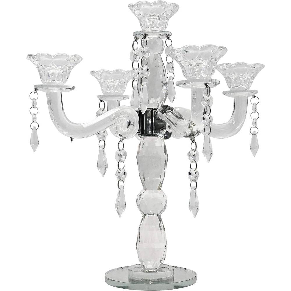 

Jubejoy Holder By - 7-arm 14 Inch Crystal Taper Candlestick Candelabra - Centerpiece For Home Wedding Event And Party Festival