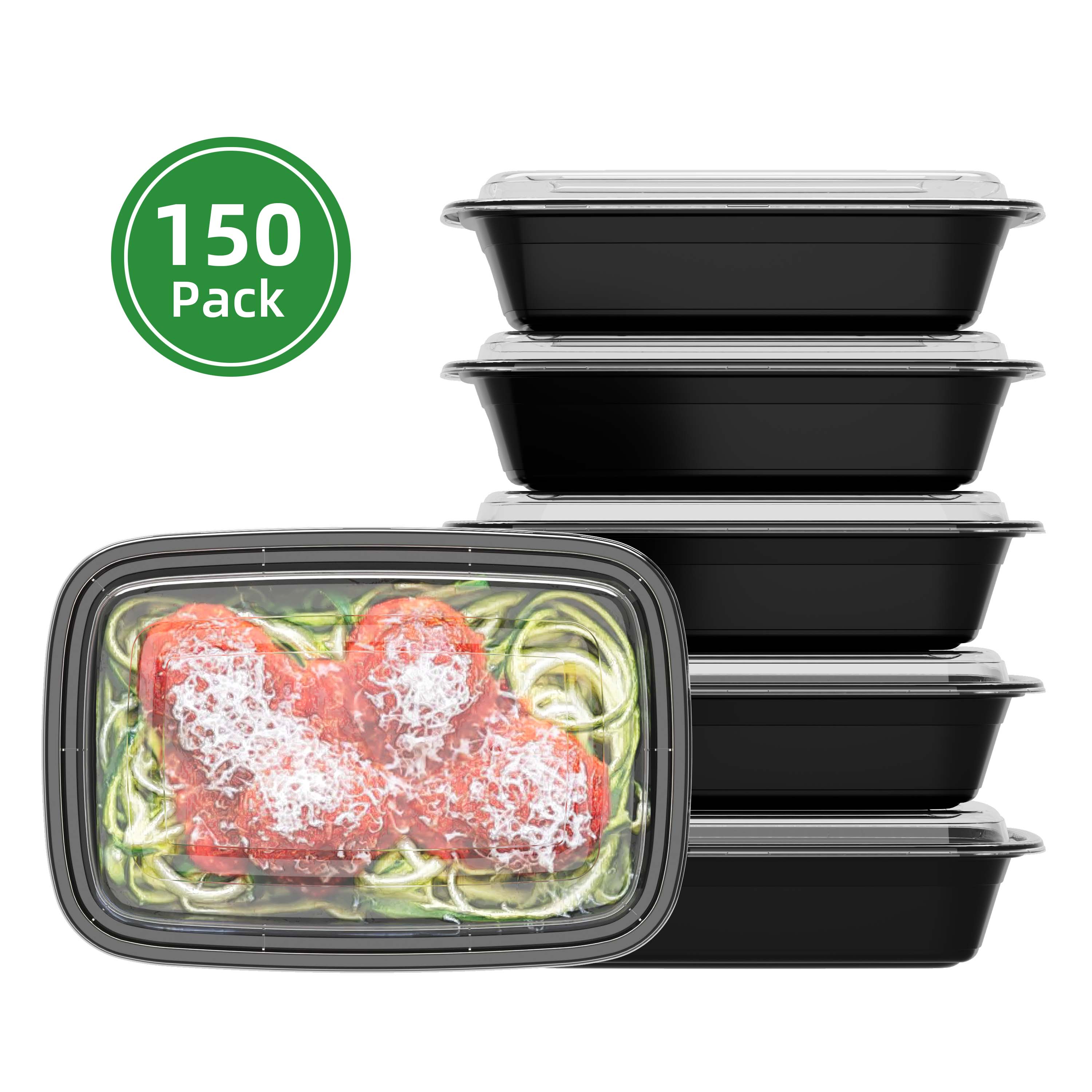 

150 Pack 24/28/32/38oz Meal Prep Containers Reusable - Take Out Food Storage Containers With Lids - Disposable Stackable Plastic To Go Lunch Boxes - Bpa Free, Microwave/dishwasher/freezer Safe
