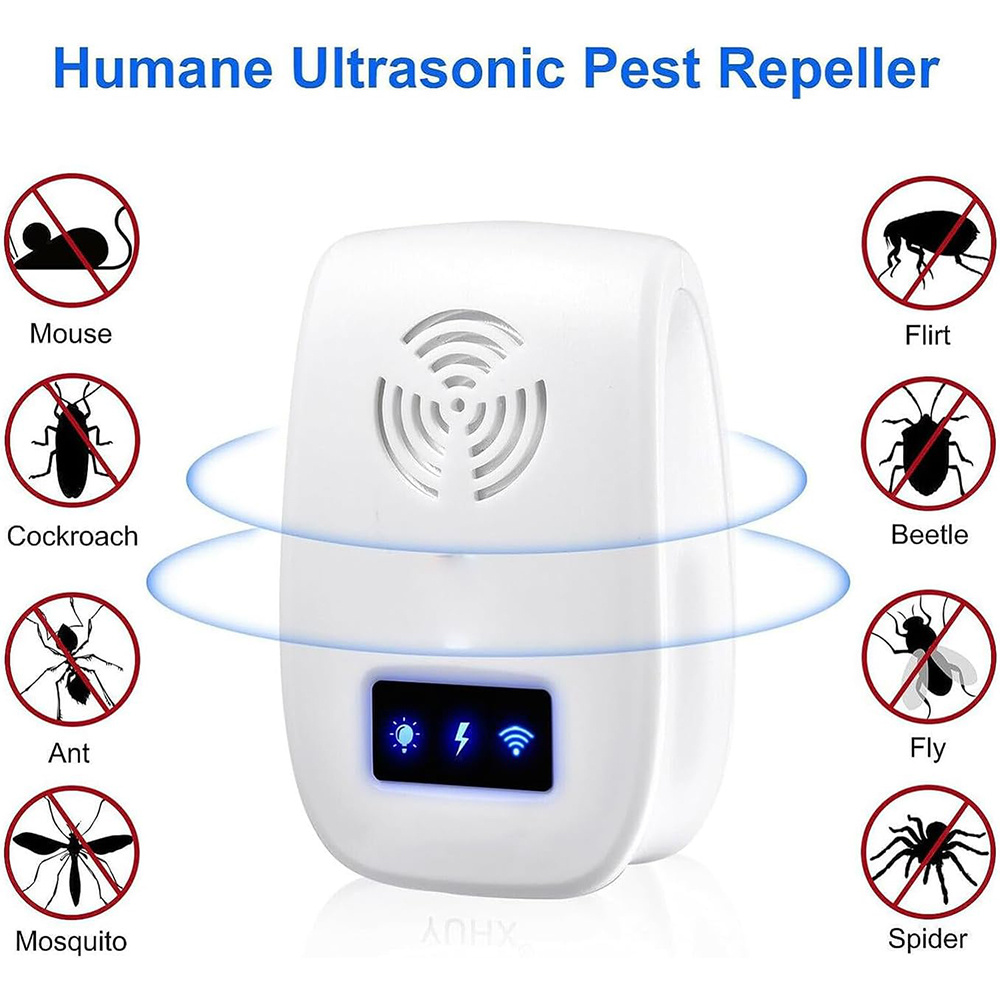 

Ultrasonic Pest Repeller, Electronic Mice Repellent Indoor, Pest Repellent Ultrasonic Plug In For Mice, Roach, Spiders, Ants, Flies, Bugs, White 6 Pack