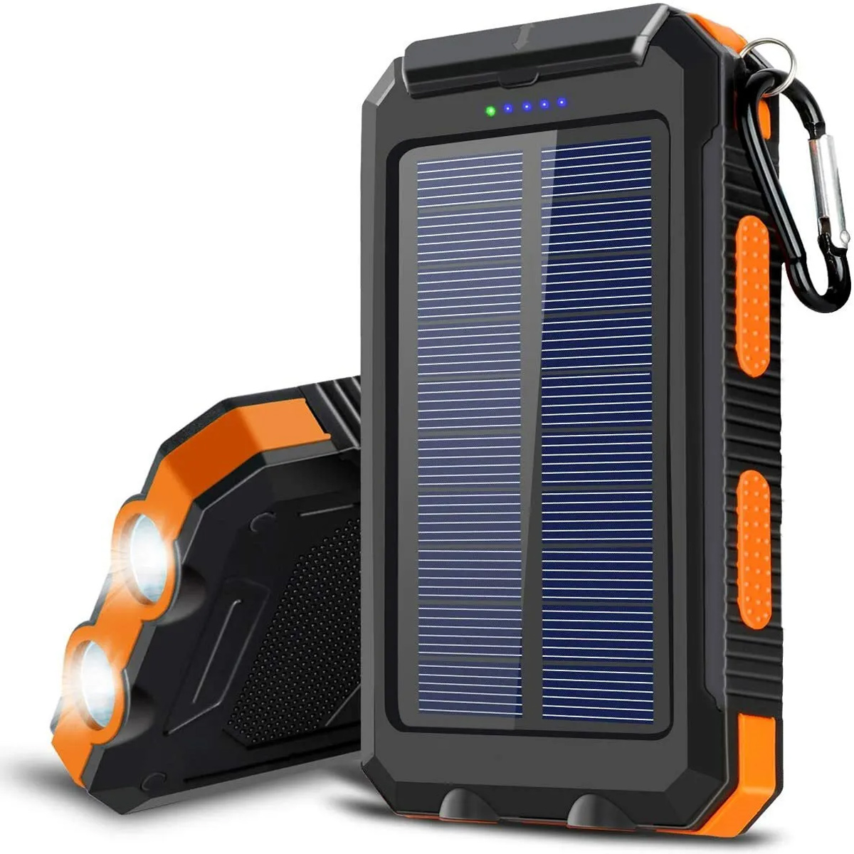

-solar-charger - 10000mah Portable Charger,solar Power Bank,external Battery Pack 5v3.1a Qc 3.0 Built-in Super Bright Flashlight (orange)