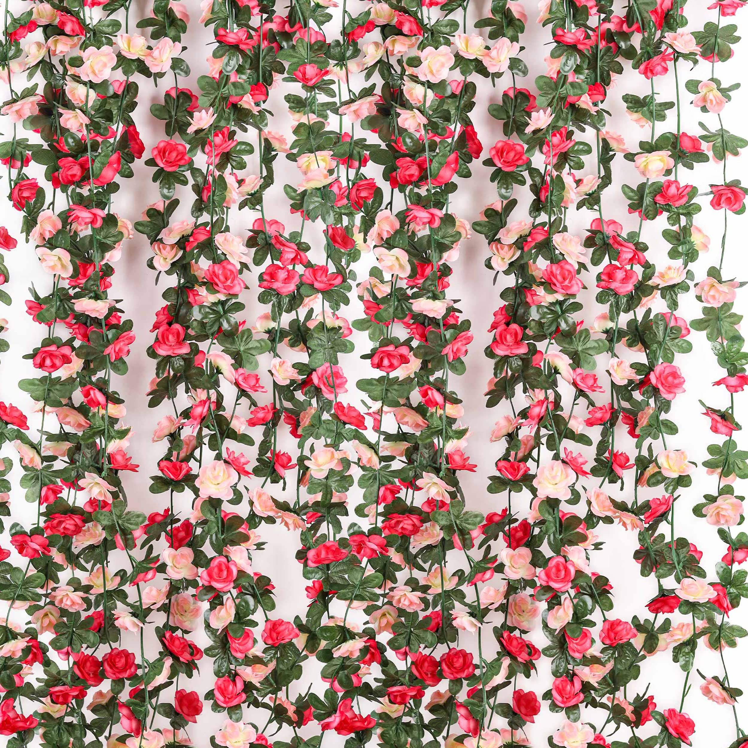 

9 Pack (totle 73.8 Ft) Flower Garland, Fake Rose Vine Artificial Flower Hanging Rose Hotel Office Wedding Party Garden Craft