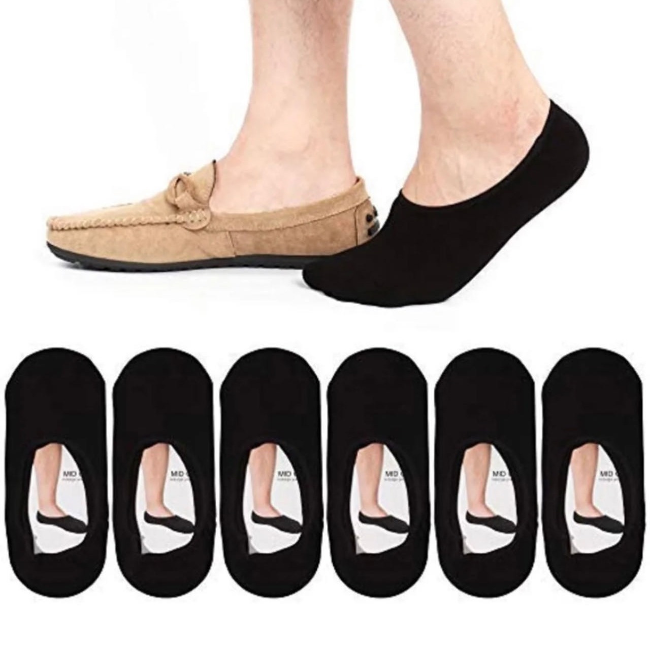 

6 Pack Mens No Show Socks Casual Low Cut Thin Loafers Non Slip Boat Liners Sizes 9-13