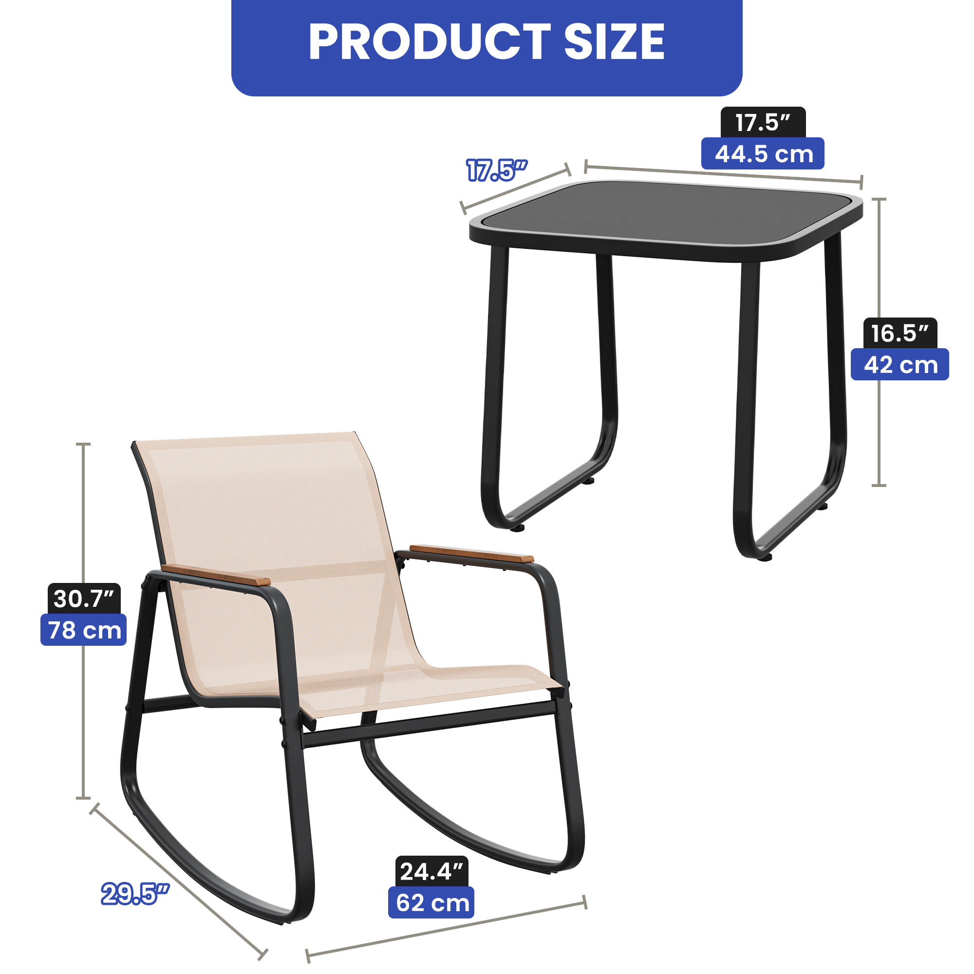 Outdoor Furniture Cgi Rocking Chair 3-Piece Rocking Bistro Set