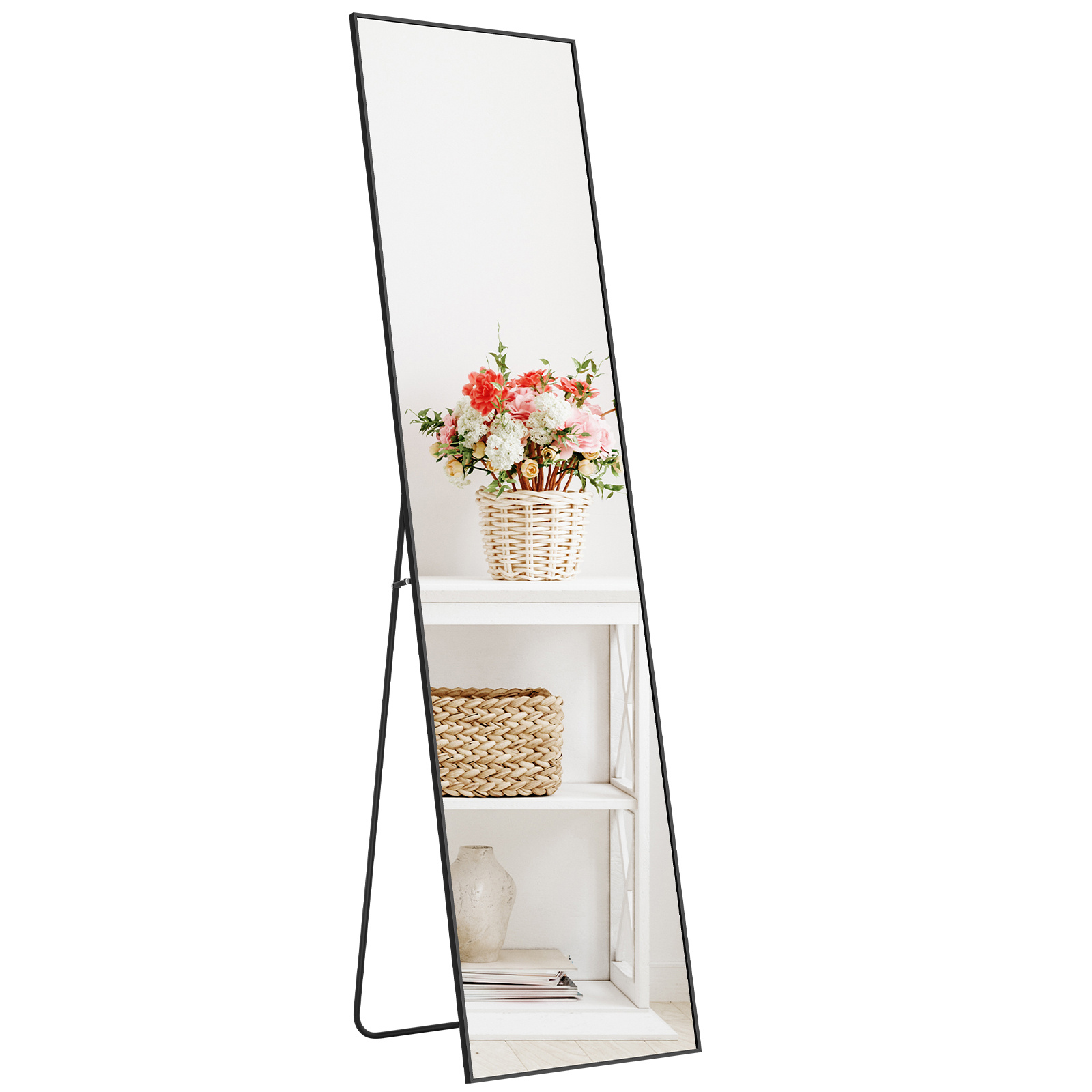 

59"x16" Glamorous Arched/rectangular Full Length Floor Mirror,wall Mounted Mirror Hanging Or Leaning, Arched Floor Mirror For Living Room Cloakroom
