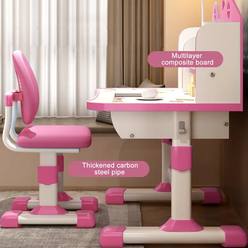 Multi Bookcase Wider Desktop Table Chair Set Cartoon Pattern details 0