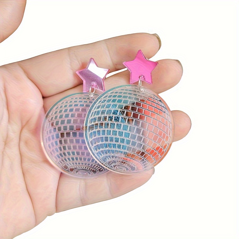 

2pcs Fashion Disco Ball Stars Acrylic Earrings Pendant Women Party Gift