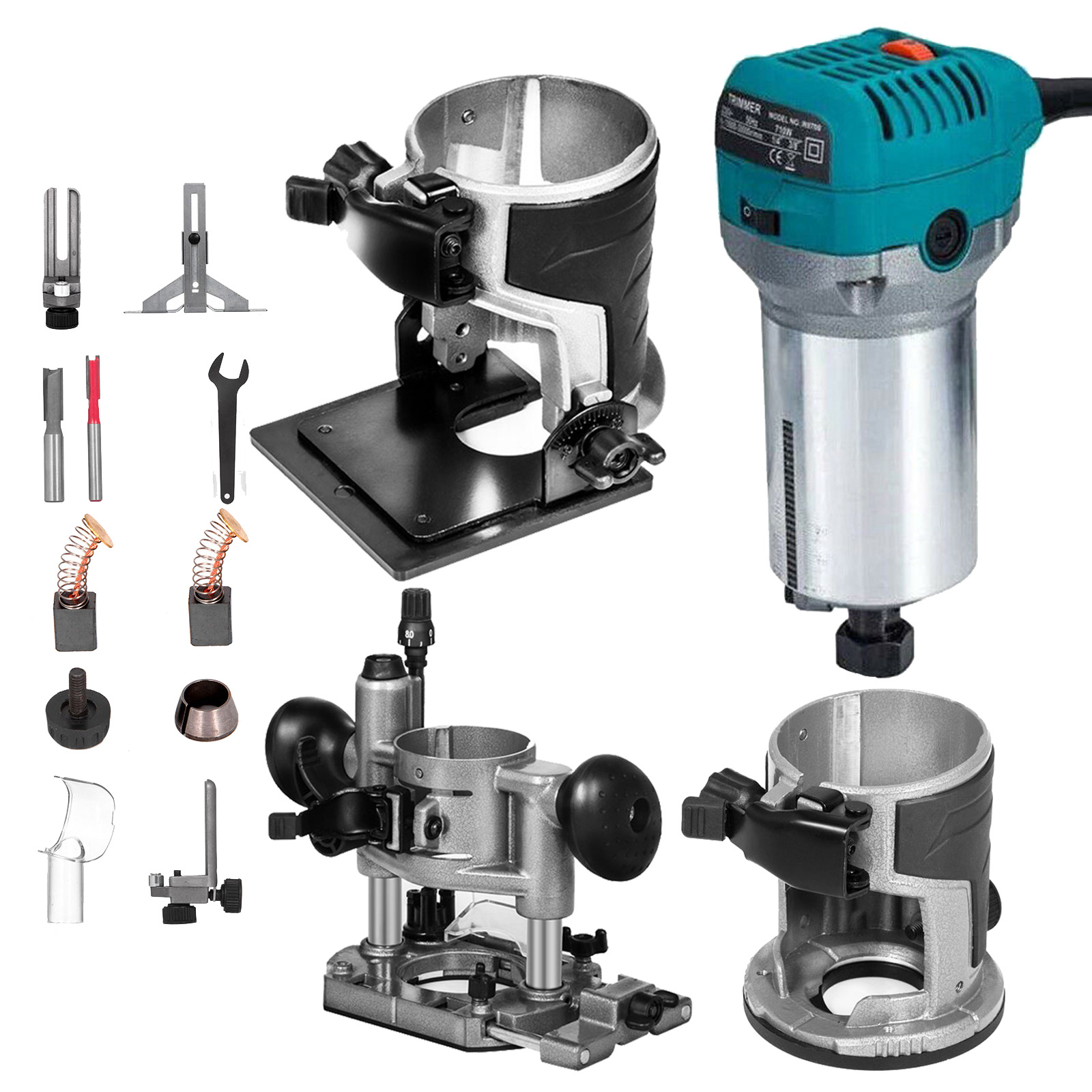 TEMU Vevor Router Kit 1.25 30,000 Rpm Variable Speed Router With Fixed Base, Plunge Base And Tilt Base For Woodworking & Furniture Manufacturing