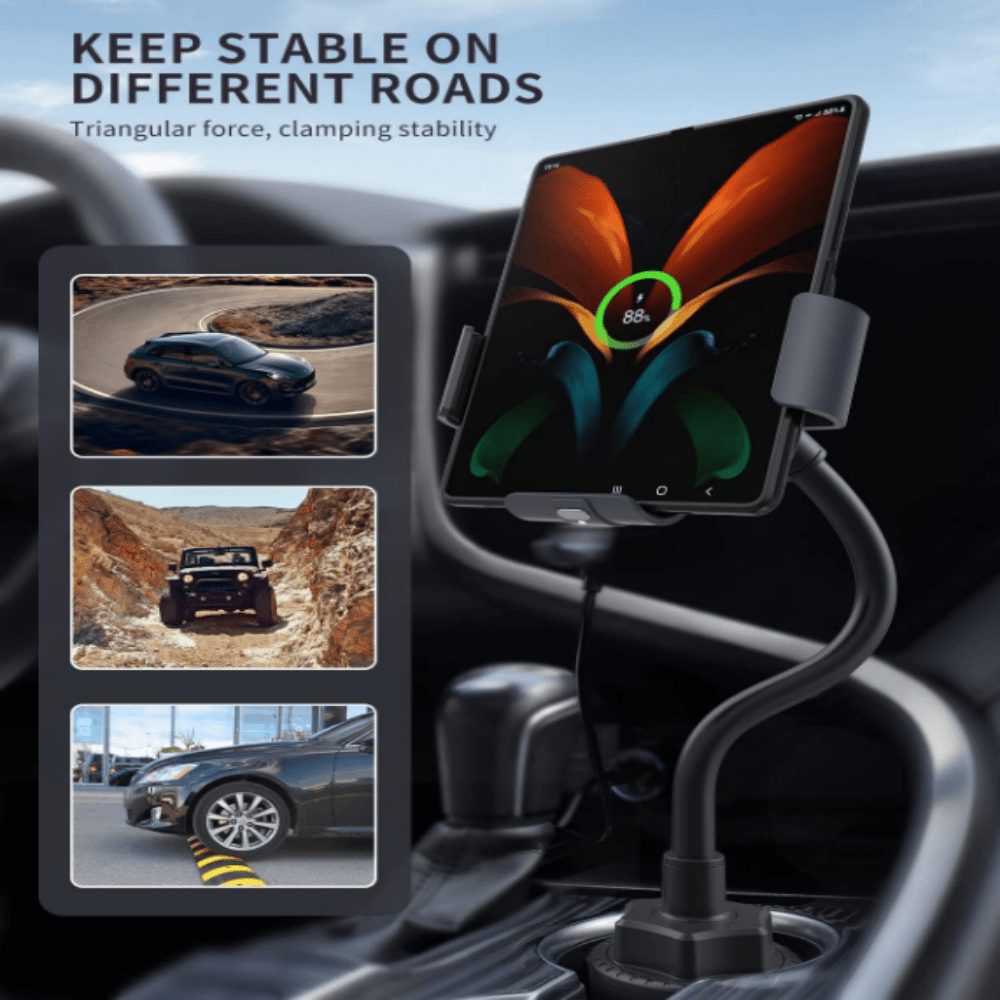 Wireless Car Charger Z Fold 6/5/4/3/2 Dual Coil Cup Holder Temu