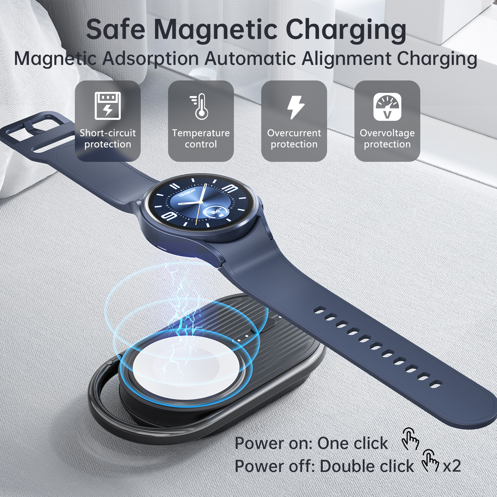 

Wireless Watch Charger For Samsung, Portable Charger For /6 Classic/5/5 Pro/4/4 Classic/3/active 2, For Samsung Gear S3/sport Watch, 1100mah Fast Charging/travel/emergency Watch Charger - Black