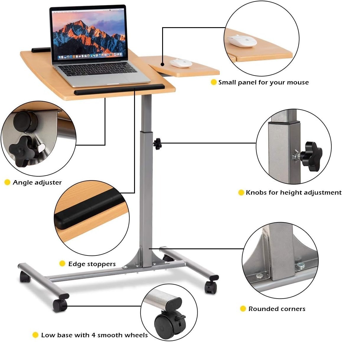 Overbed Table Angle Height Adjustable Laptop Desk Temu
