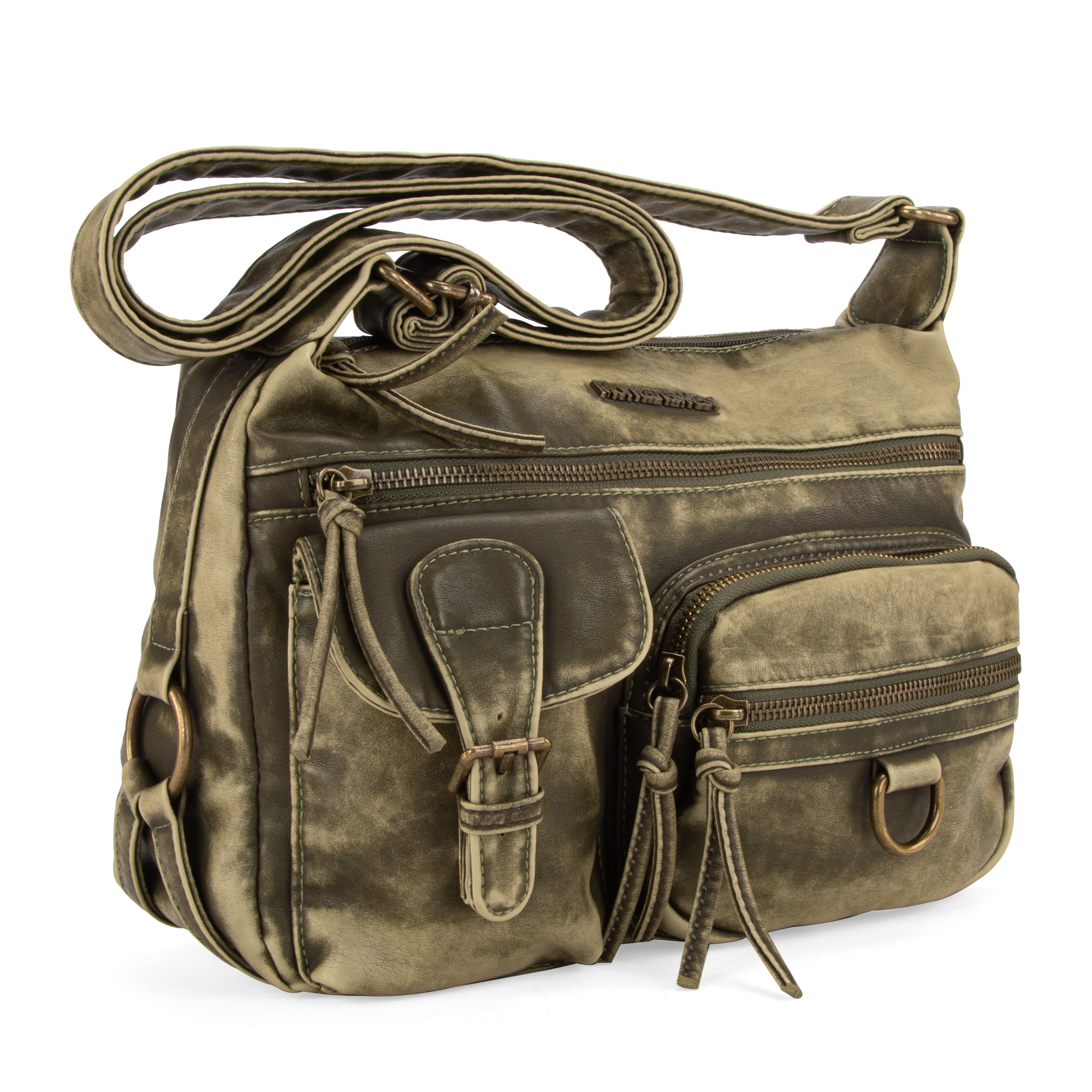 Leather Multi Pocket Messenger Bag orders OV