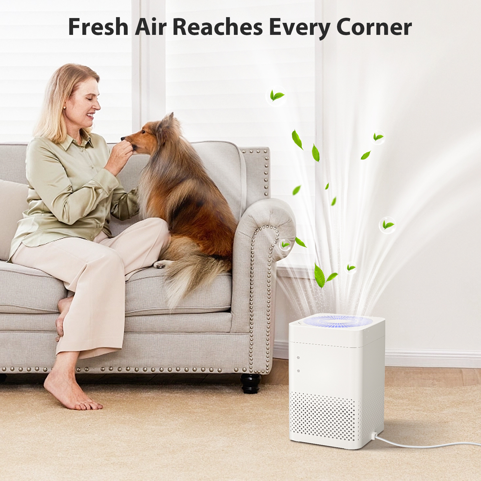 

Air Purifiers For Home Pets Room, Hepa For Bedroom With Sleep Mode, Air Filter Cleaner With 3 Speeds