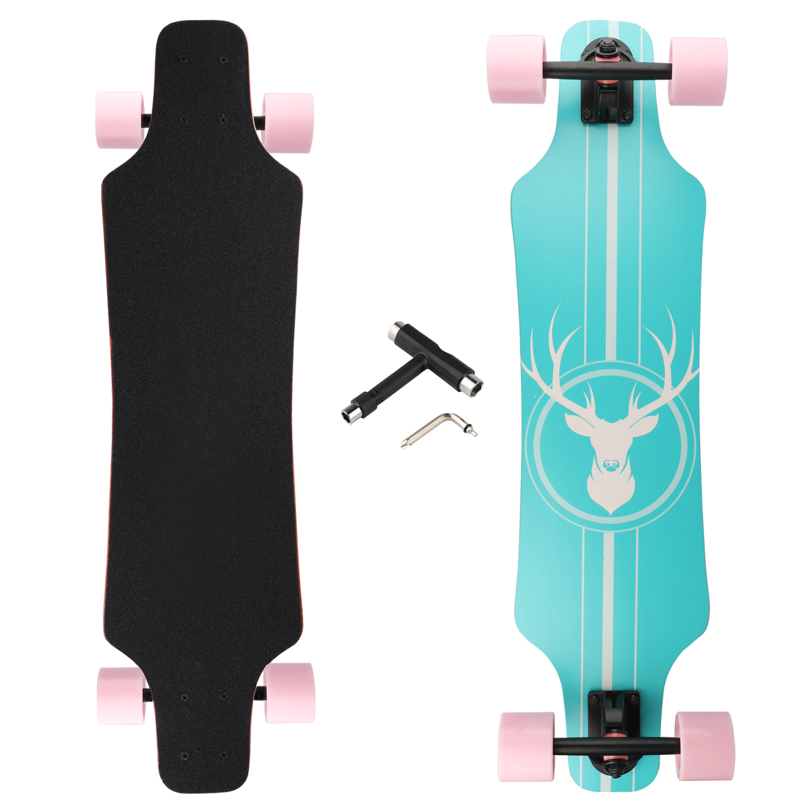 Longboard Sumeber 31" Complet - Roues Lumineuses, Planche Érable - Débutants Et Cruising