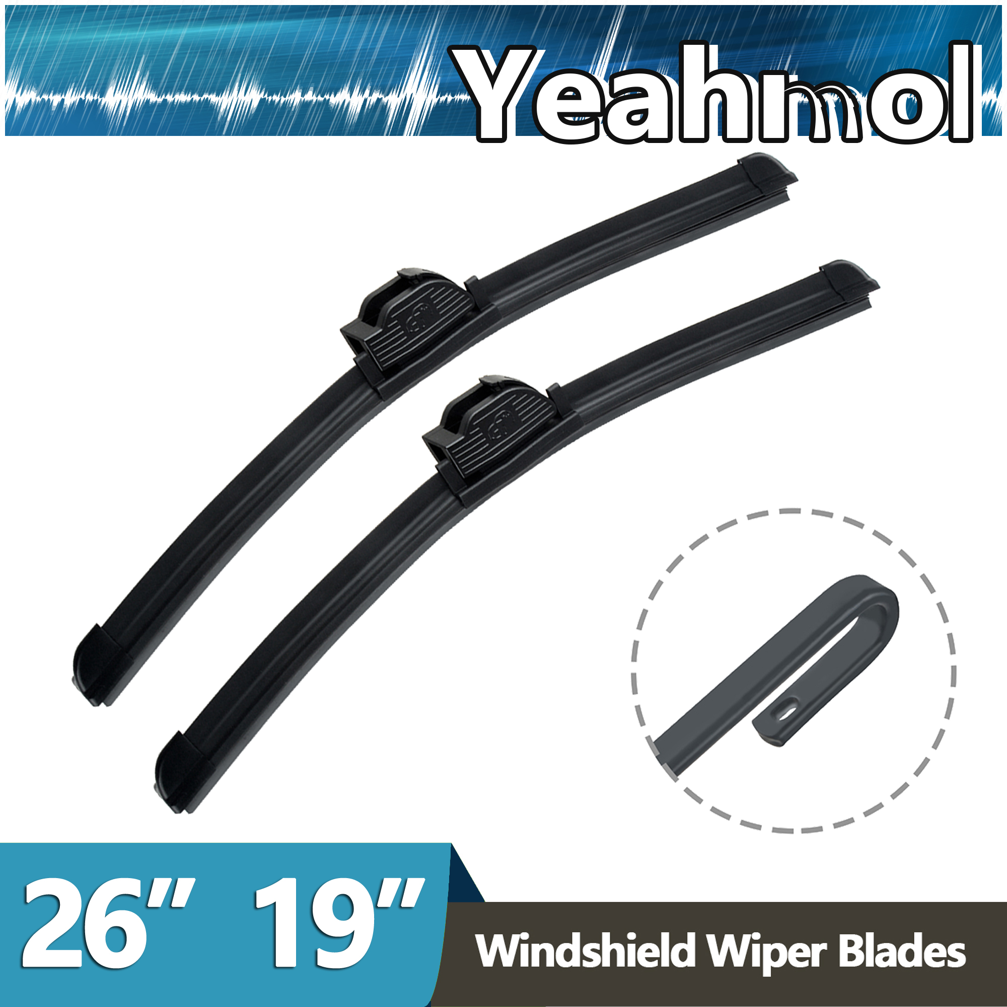 TEMU 26 In / Windshield Wiper Blades Fit For Accord 2017 2016 2015 2014 2013 2012 2011 2010 2009 2008, 26"+19", Set Of 2 For Car Front Window, Windscreen Wipers, Universal Fit Vehicles,