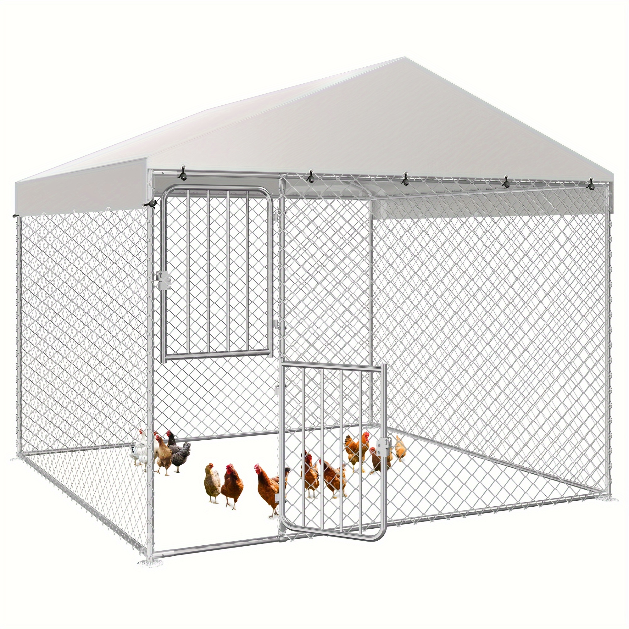 TEMU Decoyad 7.5 X 7.5ft Outdoor Pet Dog Run House Kennel Cage Enclosure With Cover Playpen