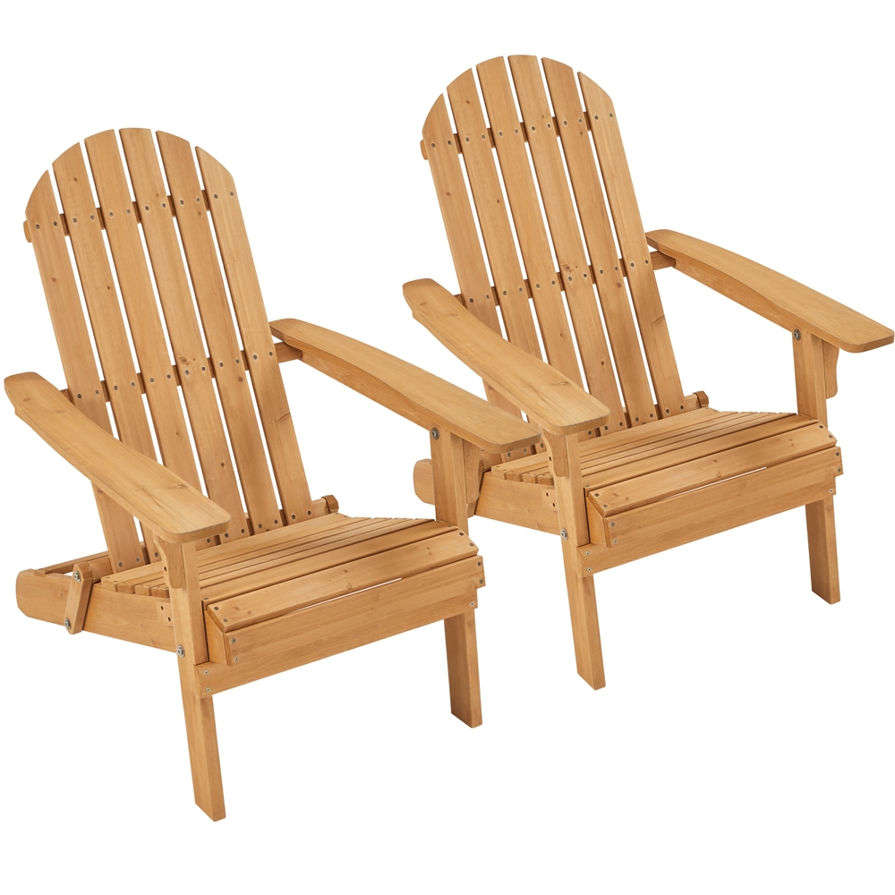 

2pcs Folding Adirondack Chair Patio Chairs, Weather Resistant, Fire Pit Lounge Chairs For Yard/patio/garden